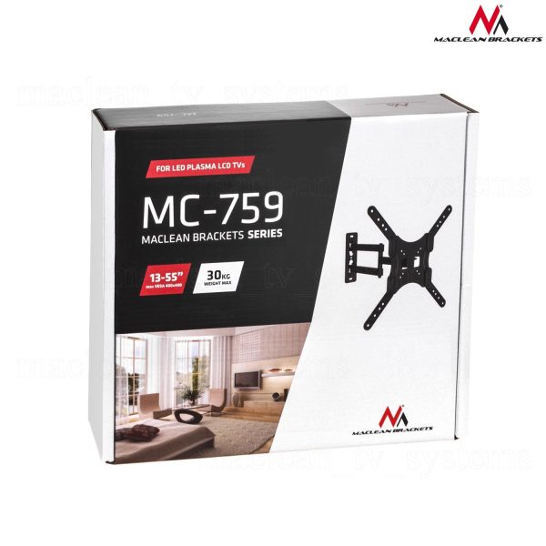 Maclean MC-761 TV Wall Mounting Holder for LCD LED Plasma Monitor 13-60 , up to 30kg, max VESA 400x400 Mode – Bild 5