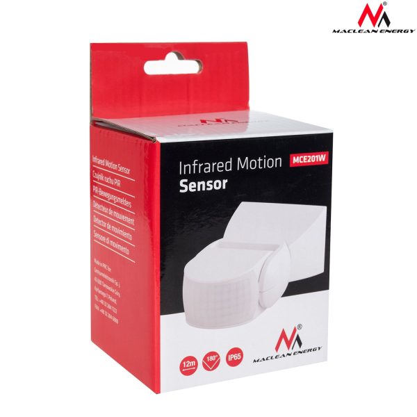 Infrared Motion Detector PIR Modern Range 12m Color White IP65 Maclean Energy MCE201W Verkauf – Bild 3