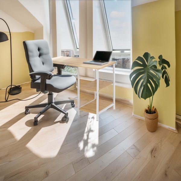 Maclean MC-411 W Loft Folding Desk 150kg White Light Beech Top 107x45x75cm Desktop Student Dorm Studio Apartment Online – Bild 3