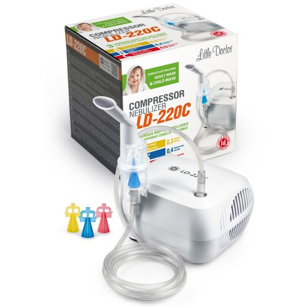 LD-220C piston inhaler  - mask for adults and children, mouthpieces, attachments for nose inhalation, air hose, interchangeable air filters and nozzles Angebot – Bild 3