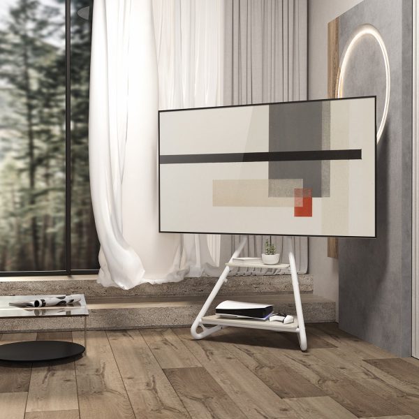 Maclean MC-455 Freestanding Corner TV Stand in Bauhaus Style, Free-standing TV Holder with Two Levels, Made of Wood, Load Capacity up to 10 kg, TV Mount up to 40 kg, 37-75  , Max. VESA 600x400, Max. Height 1460mm Verkauf – Bild 2