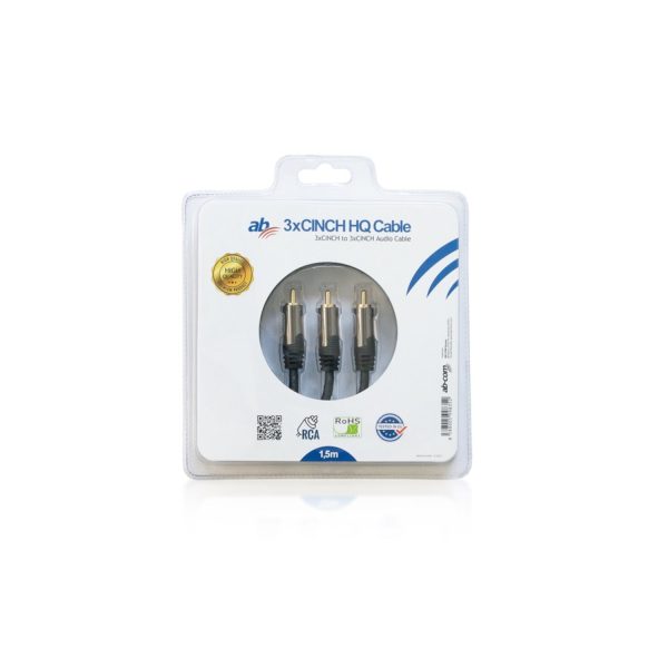 CINCH 3x RCA - 3x RCA Cable Audio Video 1.5m AB-COM VCR DVD TV RCA Im Angebot