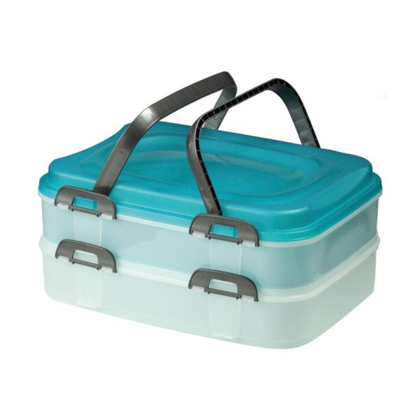 Food Container Storage Lunch Box 2 Tray Foldable Handle Mix Random Colour Rabatt